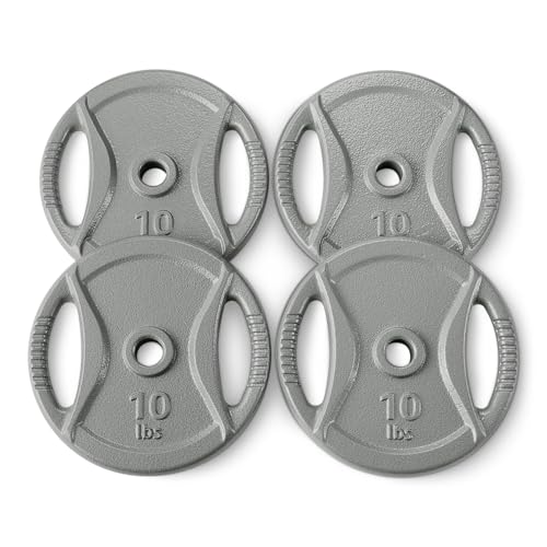 10 lb Cast Iron Weight Plates Set with Grip Holes - 4 Pieces, 1 Inch Barbell Compatible