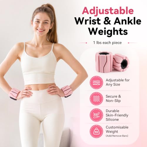 Pink 16-inch Pilates Kit for Women with Ring, Ball, Weights & Resistance Bands