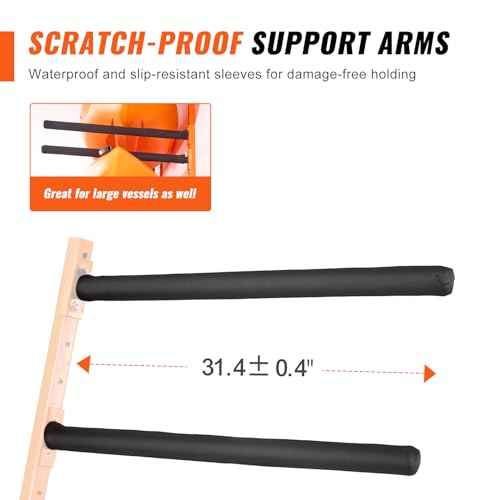 VEVOR Wall Kayak Storage Rack, 4-Capacity Wall Mounted Kayak Holders for Kayak Canoe Paddle Board, Kayak Storage Hooks with Adjustable Padded Arms, 400 LBS Load Kayak Hanger for Indoor Outdoor Garage