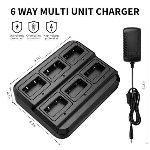 BAOFENG BD-V12B Radio 6 Pack Long Range Walkie Talkies for Adults, Portable FRS Two-Way Radios Rechargeable, with 6 Way Multi Gang Charger, Earpiece and Typc-C Charging for School,Camping,Gifts