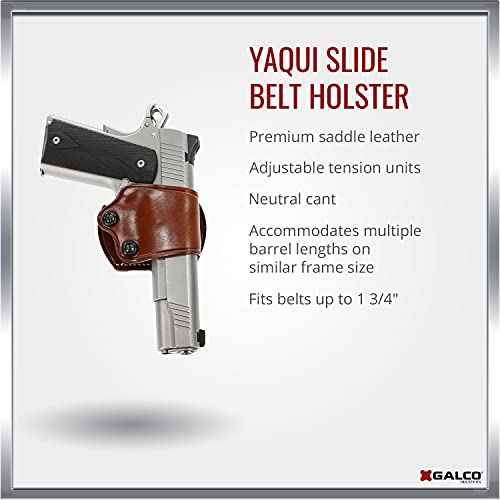 Galco Yaqui Slide Belt Holster for 1911 3-Inch-5-Inch Colt, Kimber, para, Springfield, Kahr, Walther P22