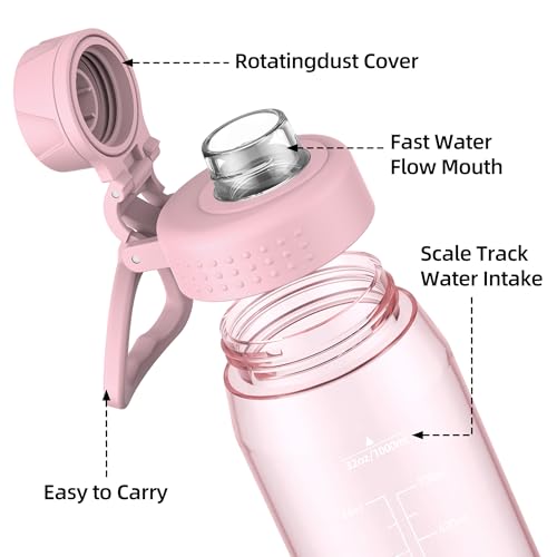 Pink 32oz BPA-Free Water Bottle with Wide Mouth & Leakproof Spout - Travel & Outdoor