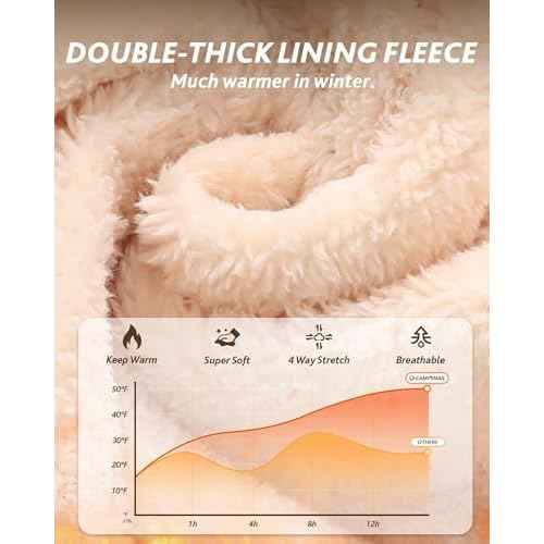 CAMPSNAIL Fleece Lined Leggings Women - Thick Soft High Waisted Black Tummy Control Thermal Warm Velvet Pants for Cold Winter