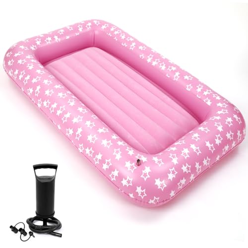 Inflatable Travel Air Mattress with Pump - 71 Inch Pink Camping Bed