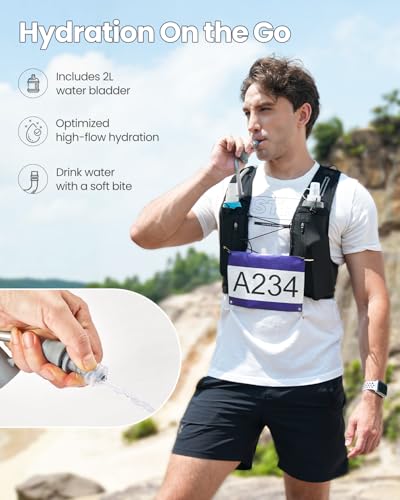 Hydration Running Vest for Women & Men with 2L Water Bladder - Black / Medium-Large