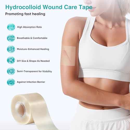 Derm Tape Hydrocolloid Roll - Acne & Pimple Patch Tape, Flexible Bandages Roll for Wound Care and Skin Protection, Cut-to-Size Hydrocolloid Tape for Daily Use (2in x 16ft)