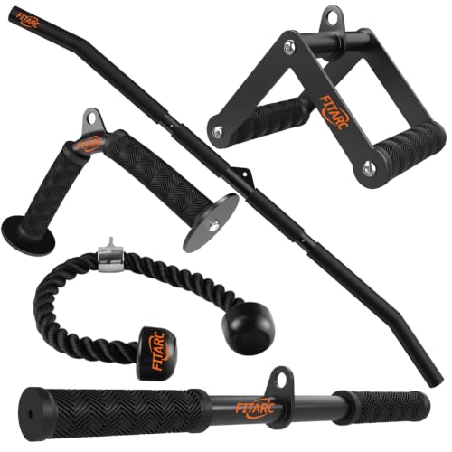 5-Piece Cable Machine Attachment Set for Gym & Home Workouts with Non-Slip Grips