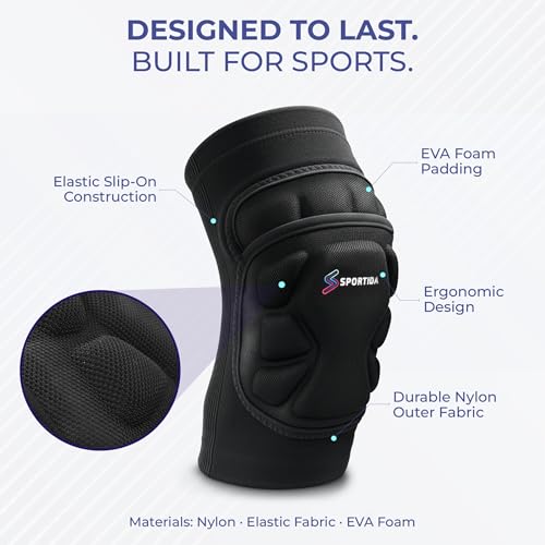 Large Sports Knee Pads for Multi-Sport Impact Protection - Soccer, Volleyball, Basketball