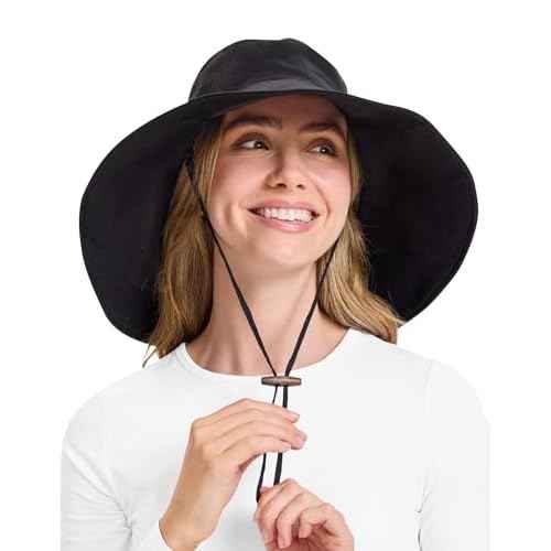Solbari Women¡¯s Ultra-Wide Cotton Linen Sun Hat UPF 50+, Packable, Adjustable with Ponytail Hole for Travel, Beach & Outdoors