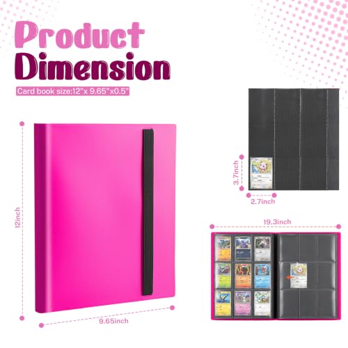 Rose Red Trading Card Binder, 9-Pocket 20 Pages Holds 360 Cards for MTG TCG