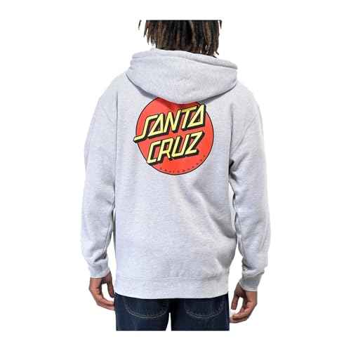 SANTA CRUZ Classic Dot Zip Hooded Heavyweight Sweatshirt Grey Hthr Lg Mens