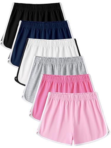 Girls Cotton Athletic Shorts 6-Pack Toddler Summer Sports Active Wear