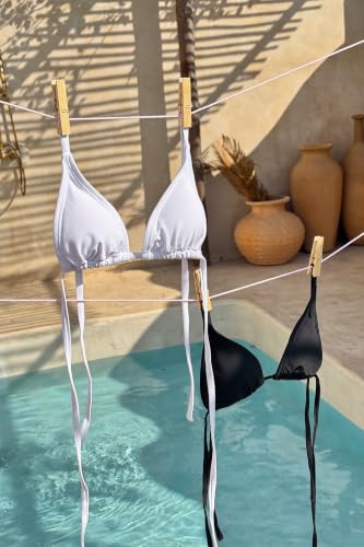 Herseas Women's Triangle Bikini Tops 2 Pack - Medium Black White