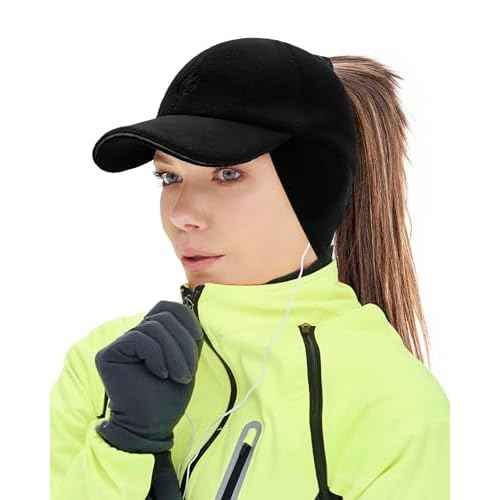 Gisdanchz Women's Winter Reflective Stretchy Ponytail Hat with Drop Down Ear Flap