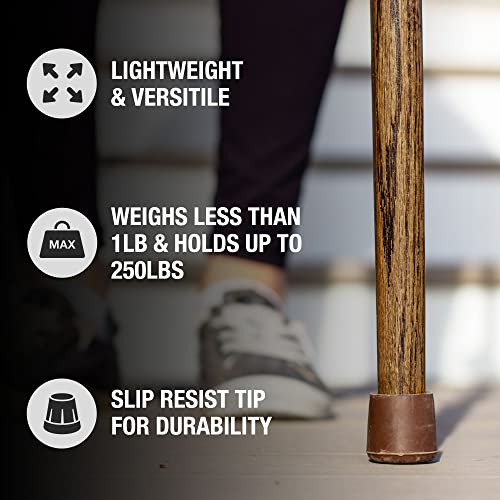 Brown Handcrafted Twisted Oak Walking Cane - 37 Inch, Traditional Handle, Made in USA