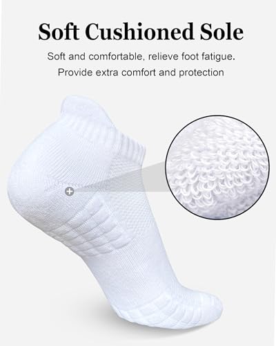 Women's Ankle Athletic Cushioned Running Socks - White, Size 9-11, 5 Pairs