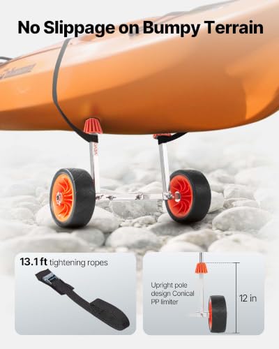 Kayak Cart with 250 lbs Load Capacity, Paddle Board Dolly, Rubber Tires