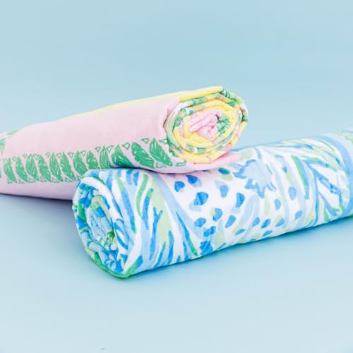 Large Cotton Beach Towel 40x70 Inches - Tropical Oasis Pattern
