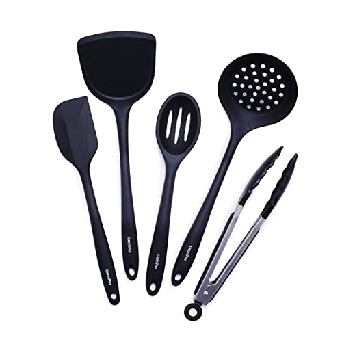 Charcoal Gray GreenPan 5 Piece Silicone Cooking Utensil Set Nonstick Scratch-Free