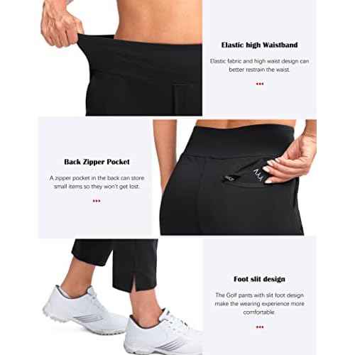 YYV Women's Golf Pants Stretch Work Ankle Pants High Waist Dress Pants with Pockets for Yoga Business Travel Casual