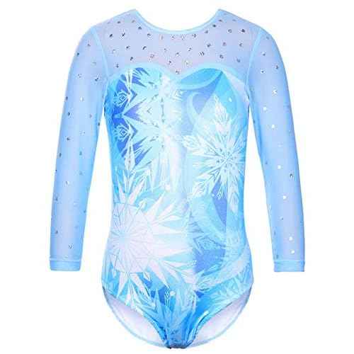 TFJH E Kids 3/4 Sleeve Girls' One Piece Sparkly Gymnastics Leotard Practice Outfits