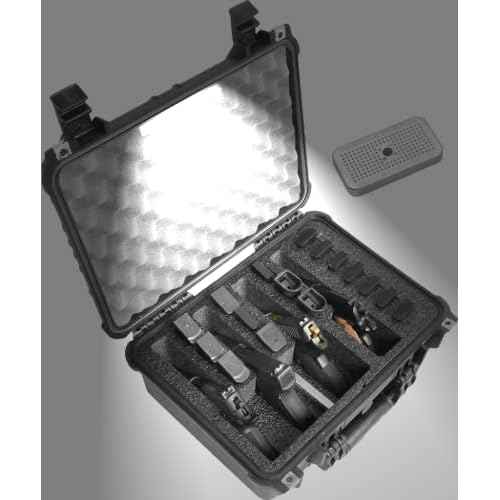 Case Club 4 Pistol and 16 Magazine Pre-Cut Heavy Duty Waterproof Case with Included Silica Gel Canister to Help Prevent Gun Rust (Upgraded Gen-2)
