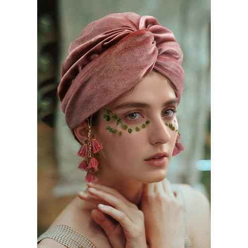 Women Turban,Cozy Polyester Velvet Turban Hats,Indian Turbans Hats Head Wraps Beanie,African Cap for Women