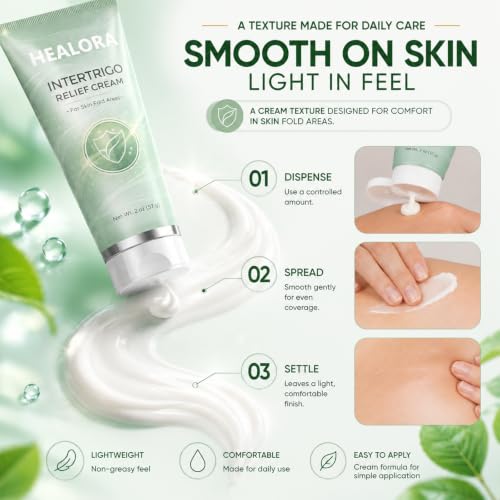 HEALORA Intertrigo Cream 2 oz Non-Steroid Moisture Control for Sensitive Skin
