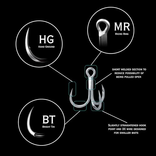 Treble Fishing Hook 3X Saltwater Resistant Bright Tin Coating Hand Ground Point - Multi / 3/0#