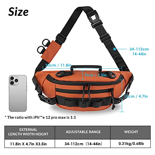 Waterproof Fishing Waist Pack - Orange Regular Tackle Bag for Women & Men
