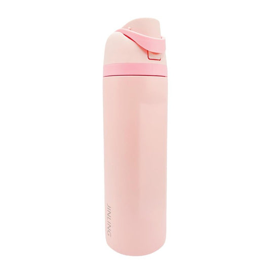 24oz Insulated Stainless Steel Water Bottle with Straw for Sports and Travel, BPA-Free Sports Water Bottle (Light Pink)