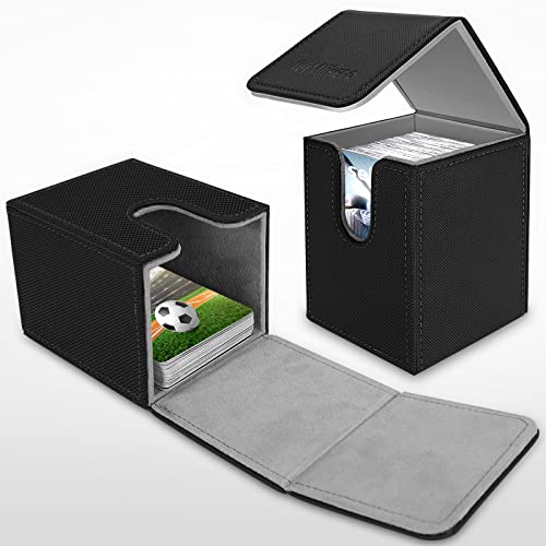 Black 2-Pack Card Deck Box for MTG TCG Holds 200+ Sleeved Cards with Dividers