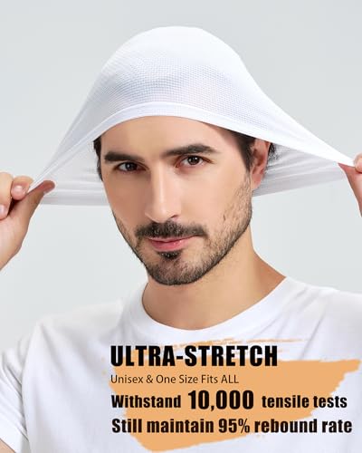 White Cooling Skull Cap for Men and Women - Breathable Mesh Beanie - 1pcs