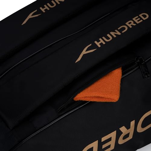 HUNDRED Cosmogear Badminton Kit-Bag Large Black with Double Zipper & Padded Straps
