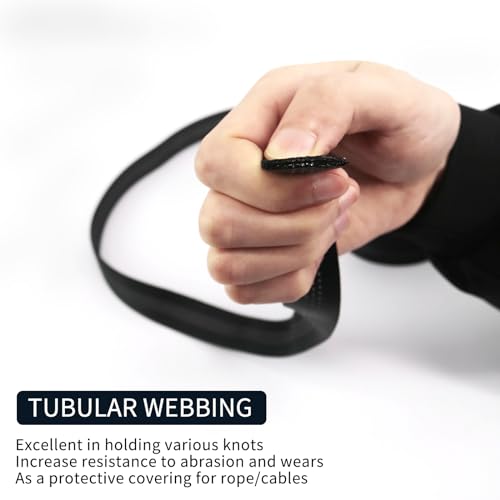 Heavy Duty Nylon Webbing Strap 1 Inch x 5 Yards for Climbing Rescue & Safety - Black