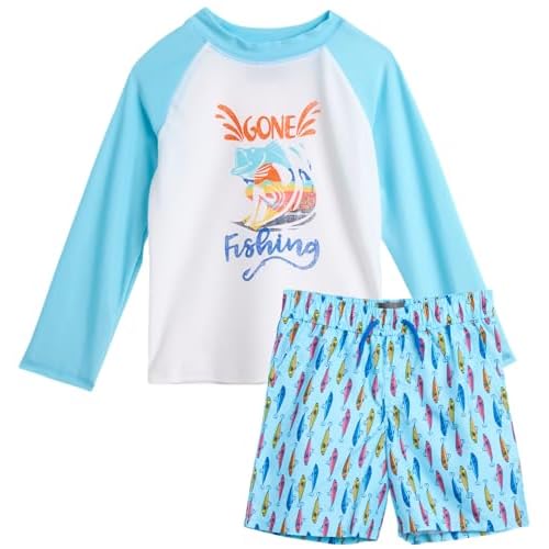 Eddie Bauer Toddler Boys' Rash Guard Set - 2 Piece UPF 50+ Quick Dry Swim Shirt and Trunks - Baby Boy Swimsuit (Sizes: 2T-4T)