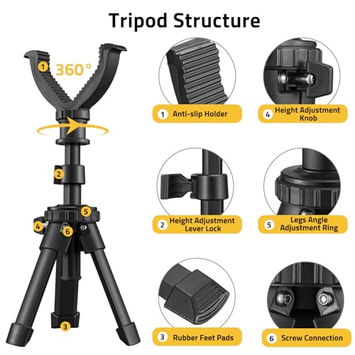 CVLIFE Shooting Rest Tripod 7.5-15 Inch with 360° V-Yoke for Rifles