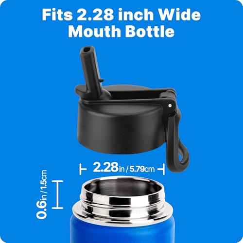 Straw Lid for Hydro Flask Wide Mouth 12-64oz, Replacement Lid with Straw for Hydroflask, Thermoflask, Takeya, koodee Wide Mouth Bottles