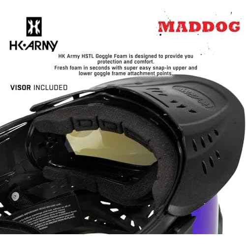 Maddog HK Army HSTL Paintball Airsoft Mask Goggle System | Replaceable Thermal Dual-Pane Anti Fog Lens | Adjustable Full-Face Safety Certified Protection