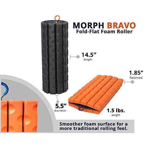 Brazyn Morph Foam Roller (Bravo-Midnight) Collapsible Travel Foam Roller for Pain Relief, Workout Muscle Recovery, Back Massager, Deep Tissue Leg Massage, Back Cracker, Stretcher; Small, Portable