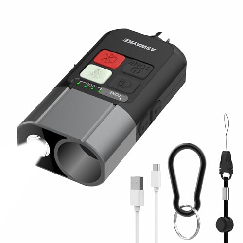Black Rechargeable Electronic Whistle with LED Flashlight & Bear Horn - 125dB Loud, 4-Level Volume, IPX5 Waterproof