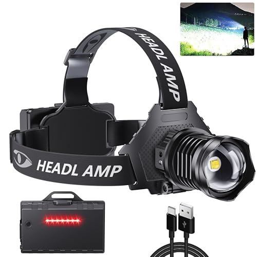 AMAKER MR-AG Rechargeable LED Headlamp 350,000 Hours, 5 Modes, Waterproof, 90° Adjustable