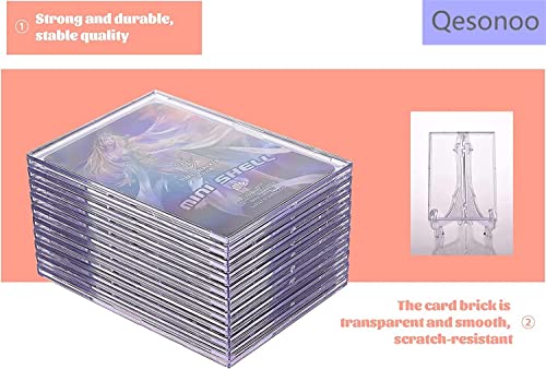 10-Pack Clear Hard Acrylic Card Sleeves with Display Stand - Top Loaders for Trading and Sports Cards, White Variant