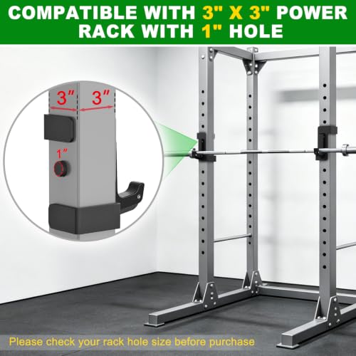 Heavy-Duty Power Rack J Hooks for 3x3 Inches with 1-Inch Holes - Black