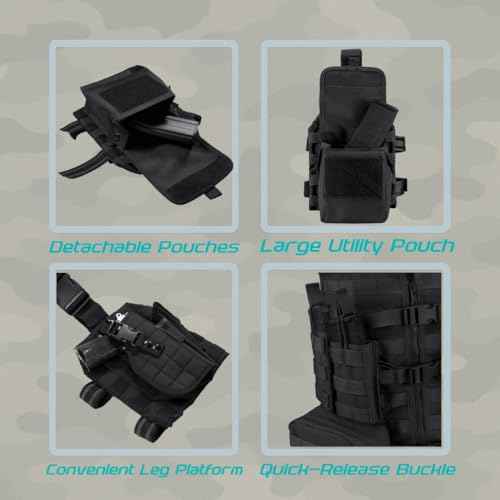 Barska Loaded Gear VX100 Tactical Airsoft Paintball Hunting Adjustable Vest Leg Platforms with Accessory Pouches & Attachment