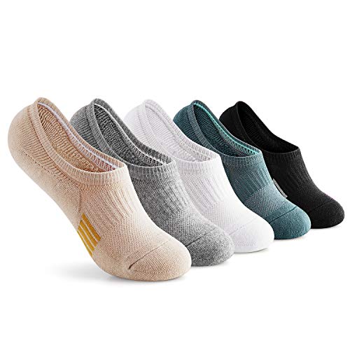 Gonii Women's No Show Athletic Ankle Socks - Cushioned Running Low Cut, 8-10 / 5 Pairs, Quotidian Colors