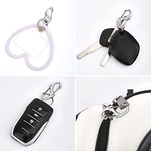 Double Carabiner Keychain Set 1.6 Inch S-Shaped for Camping and Travel - Silver / 40 pcs