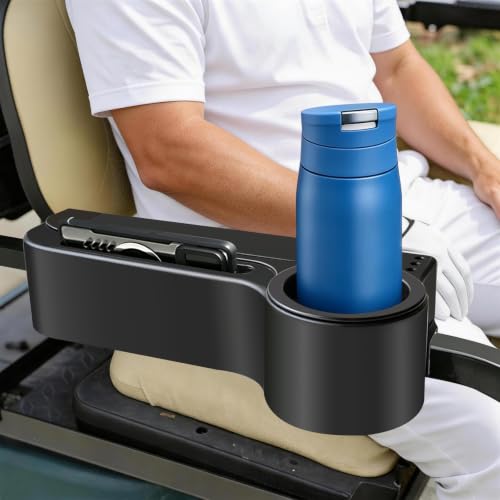 5-in-1 Golf Cart Rear Seat Armrest with Cup Holders & Storage - Black