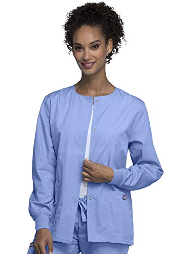 Women’s Scrub Jacket with Snap Front and 3 Pockets - Cherokee WW Originals XS Ciel