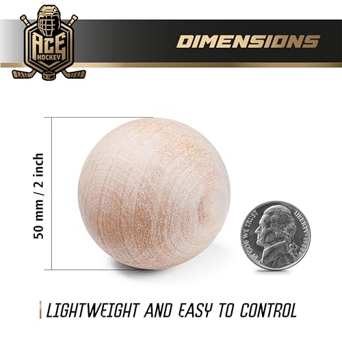 2-Inch Wooden Stickhandling Balls for Hockey & Floorball Training - 5 Pack